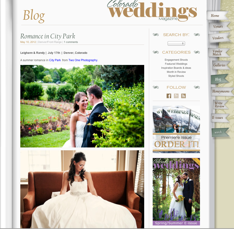 Featured on the Colorado Wedding Magazine Blog